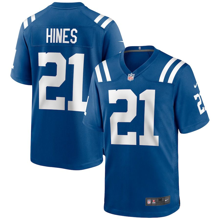 Men Indianapolis Colts 21 Nyheim Hines Nike Royal Game NFL Jersey